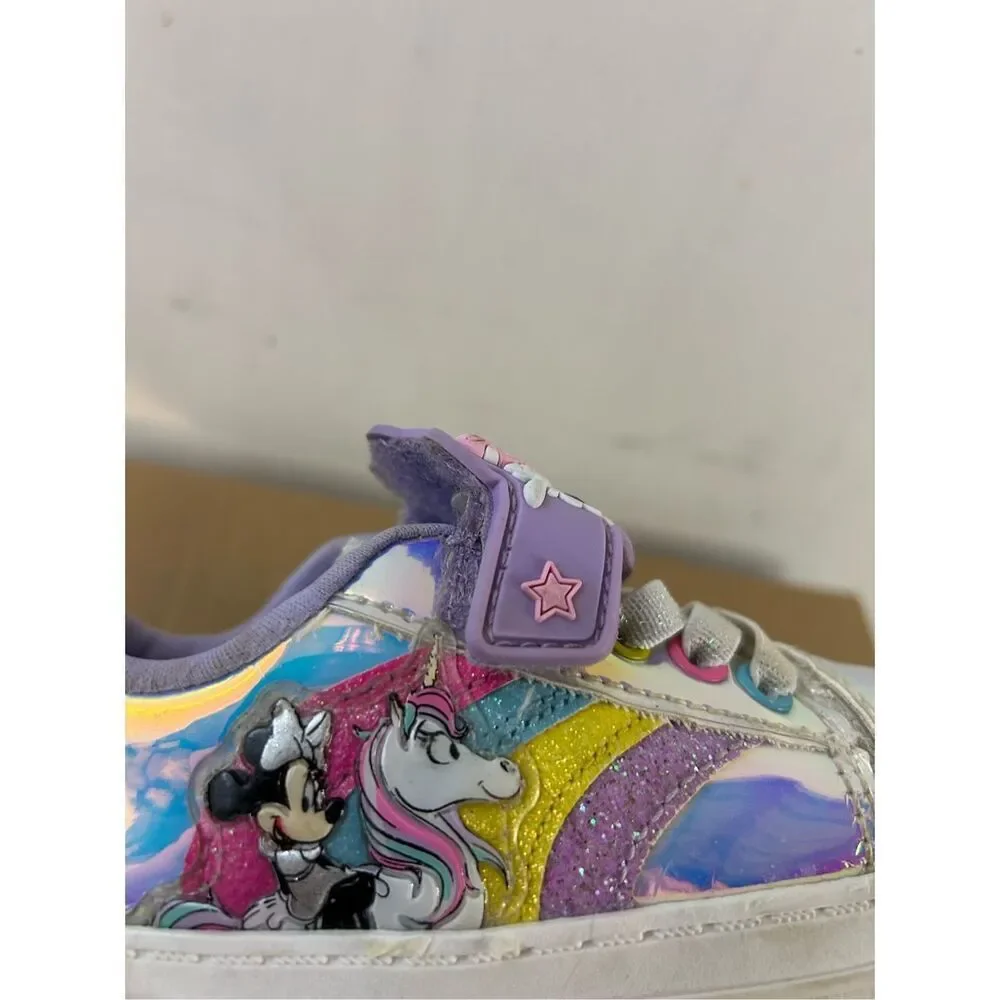 Minnie Mouse unicorn rainbow size‎ 8 tennis shoes shiny faux laces